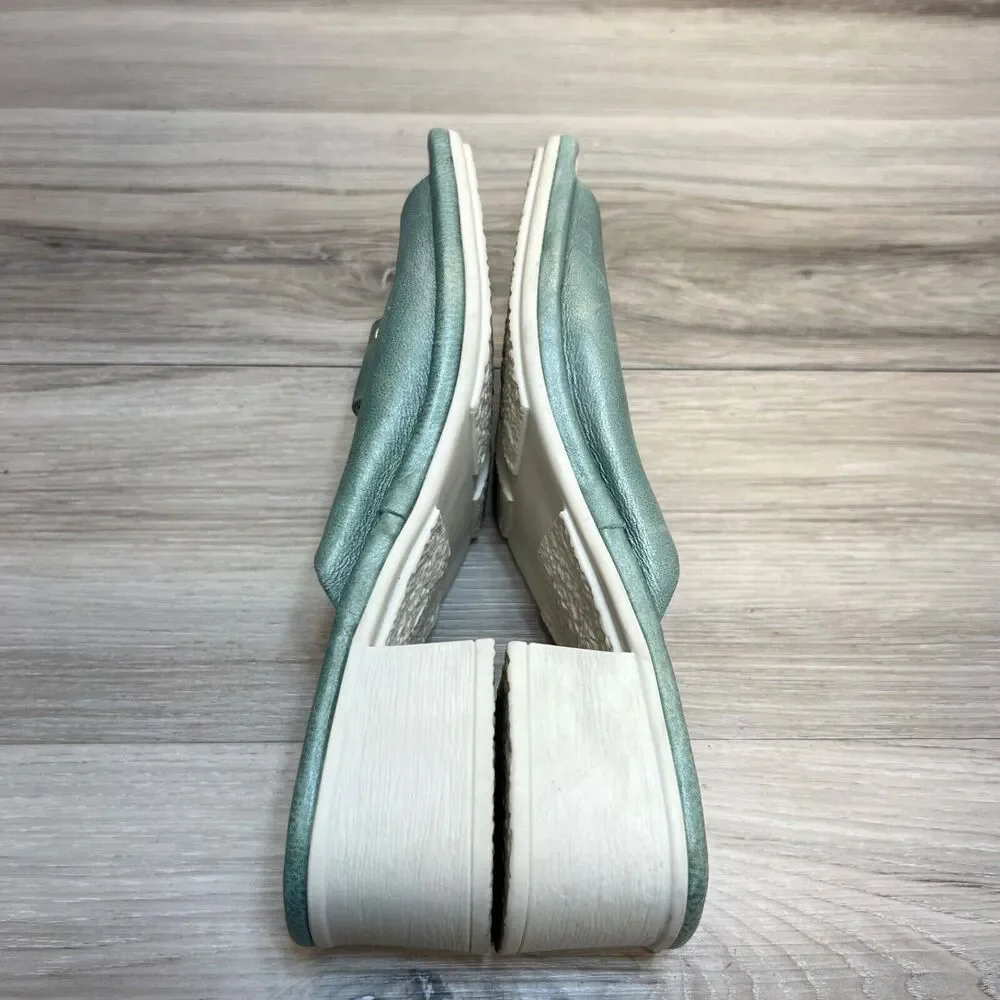 FLY London - Leather Mules Sandals Buckle Detail Elax Jade Green Size 37 6.5 - 7